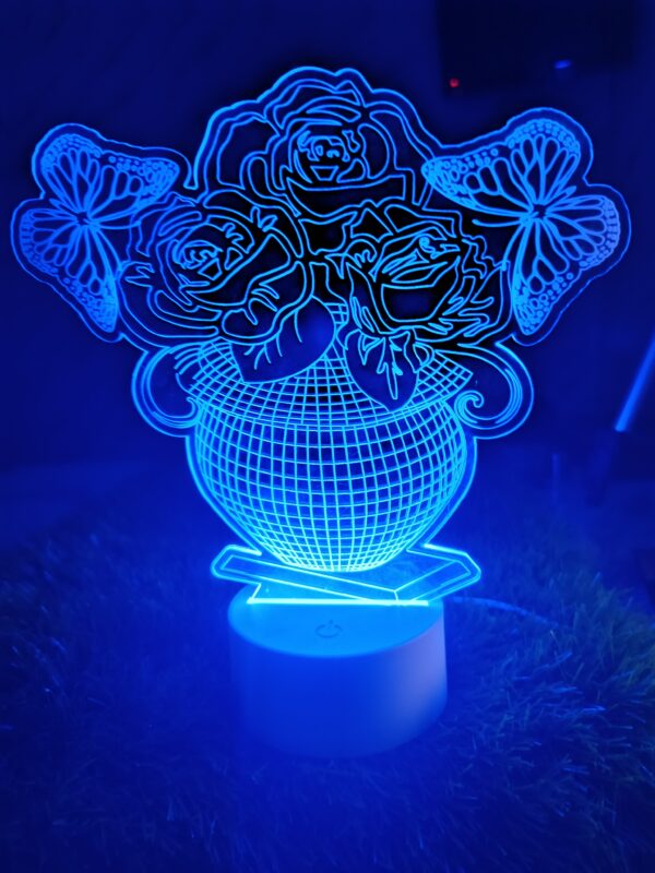 Rose Vase 3D LED Illusion Night Light Lamp