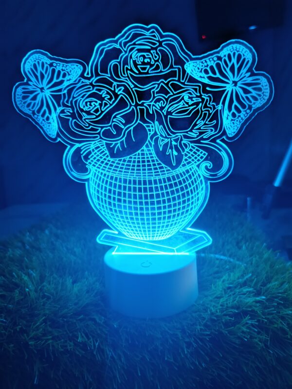 Rose Vase 3D LED Illusion Night Light Lamp - Image 4