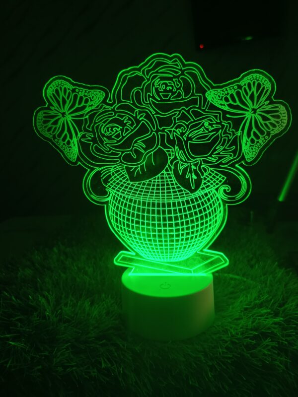 Rose Vase 3D LED Illusion Night Light Lamp - Image 3